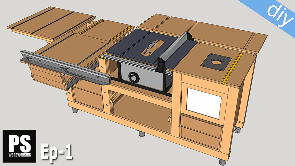 Mobile Workbench with Table Saw & Router Table
