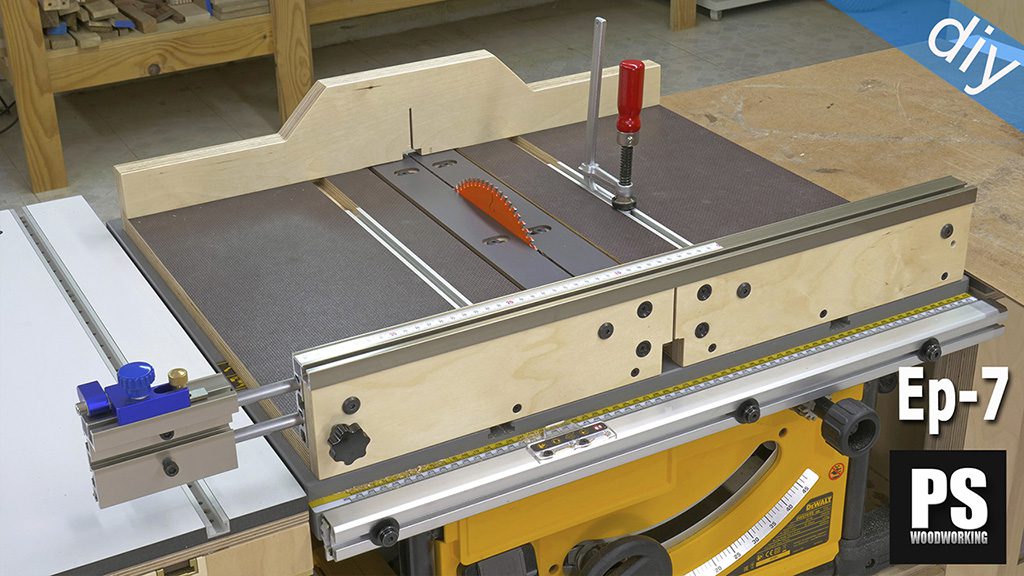 DIY table saw sled with adjustable zero clearance