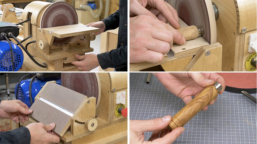 Homemade-lathe-disc-sander-woodturning-plywood
