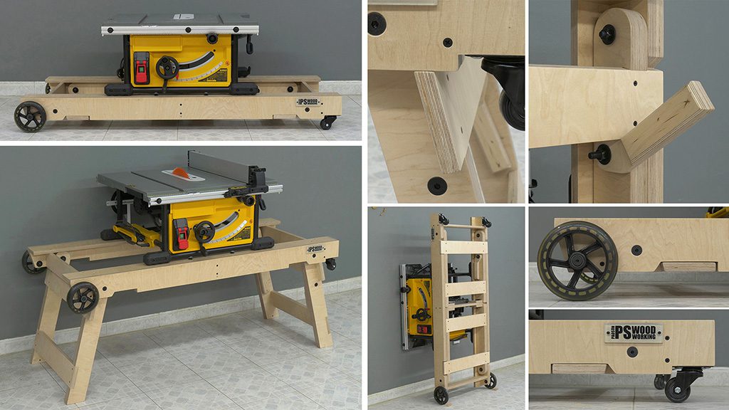 Rolling table saw stand