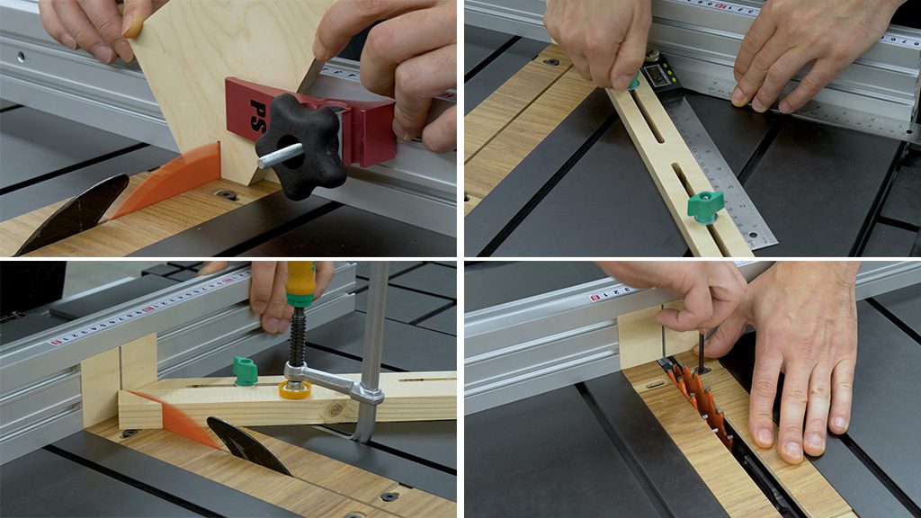 how-use-diy-table-saw-crosscut-sled-hold-down-clamps
