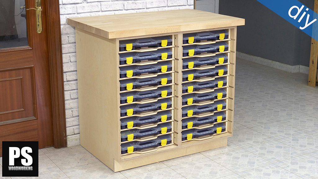 DIY Workshop Cabinets with Small Parts Storage Organizer